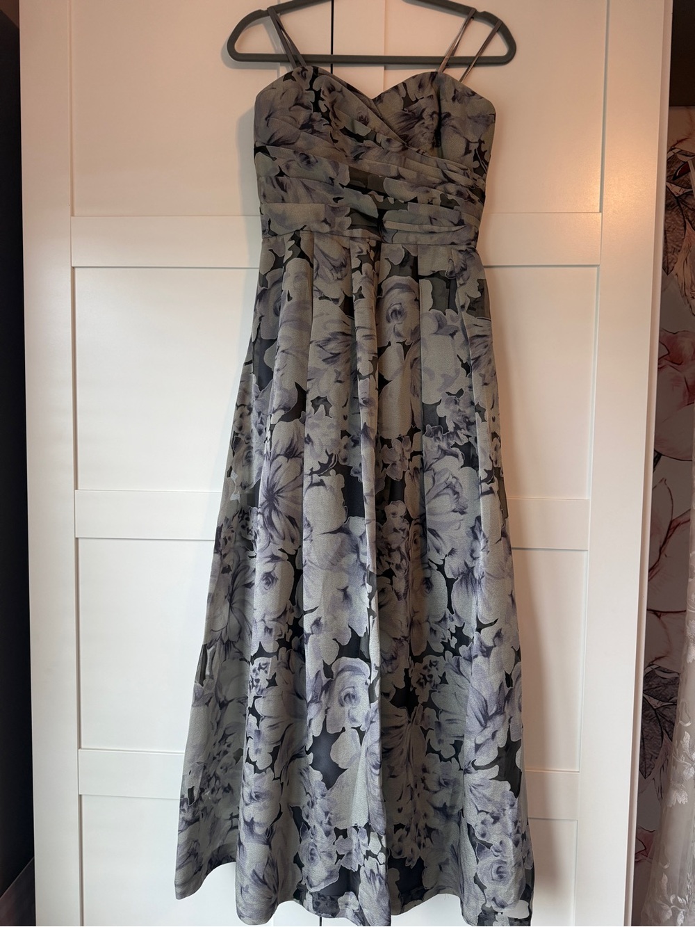 Lauren Ralph Lauren Gray Floral Strapless Maxi Dress